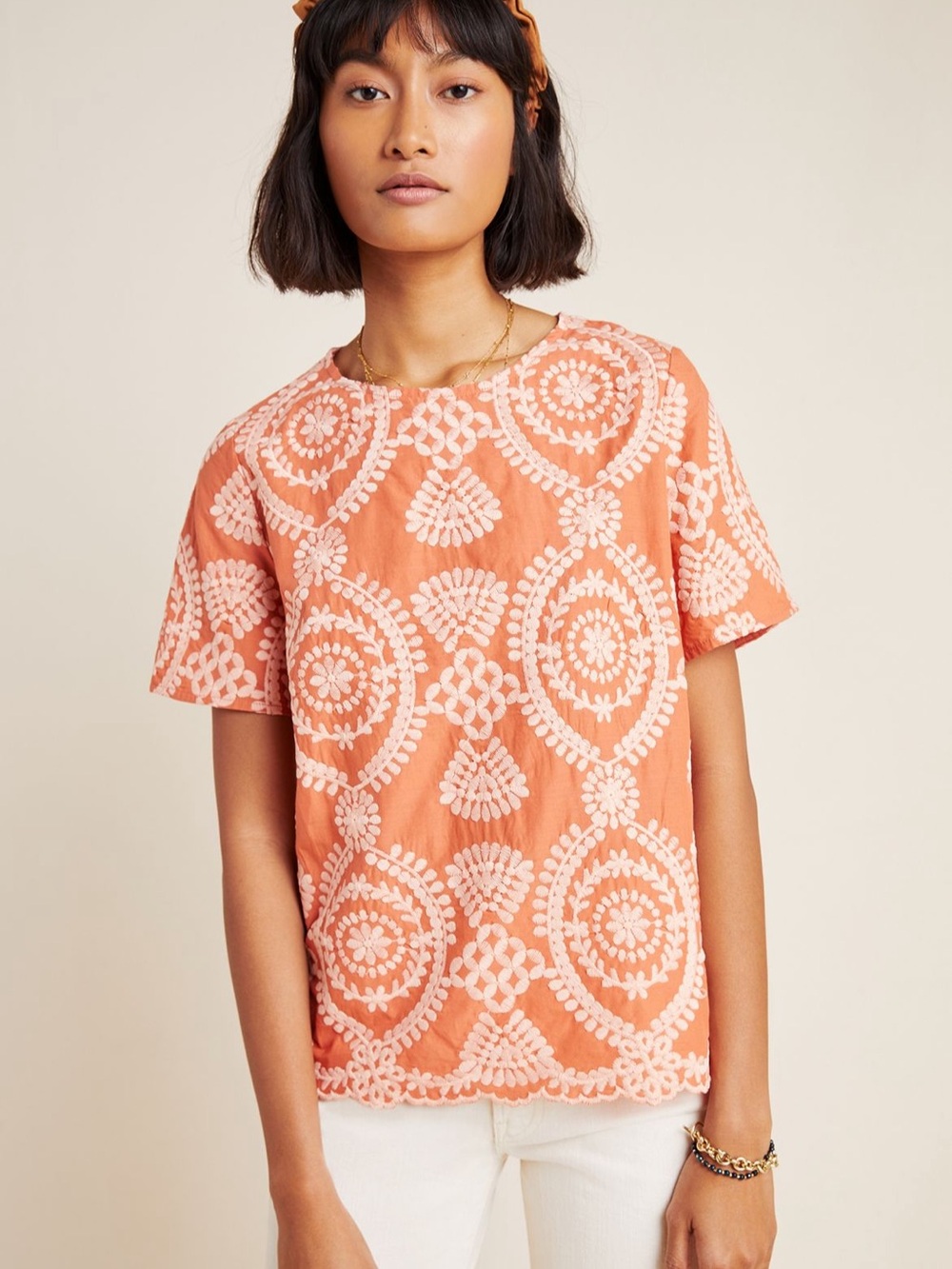 Anthropologie Eri + Ali Coralie Embroidered Top Boho Coastal Preppy Size XS - Picture 2 of 11